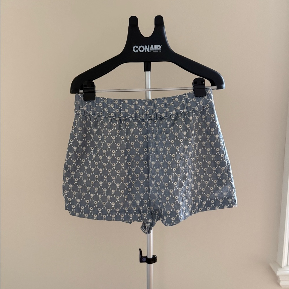 New Zara Blue embroidered Women's Cotton Shorts